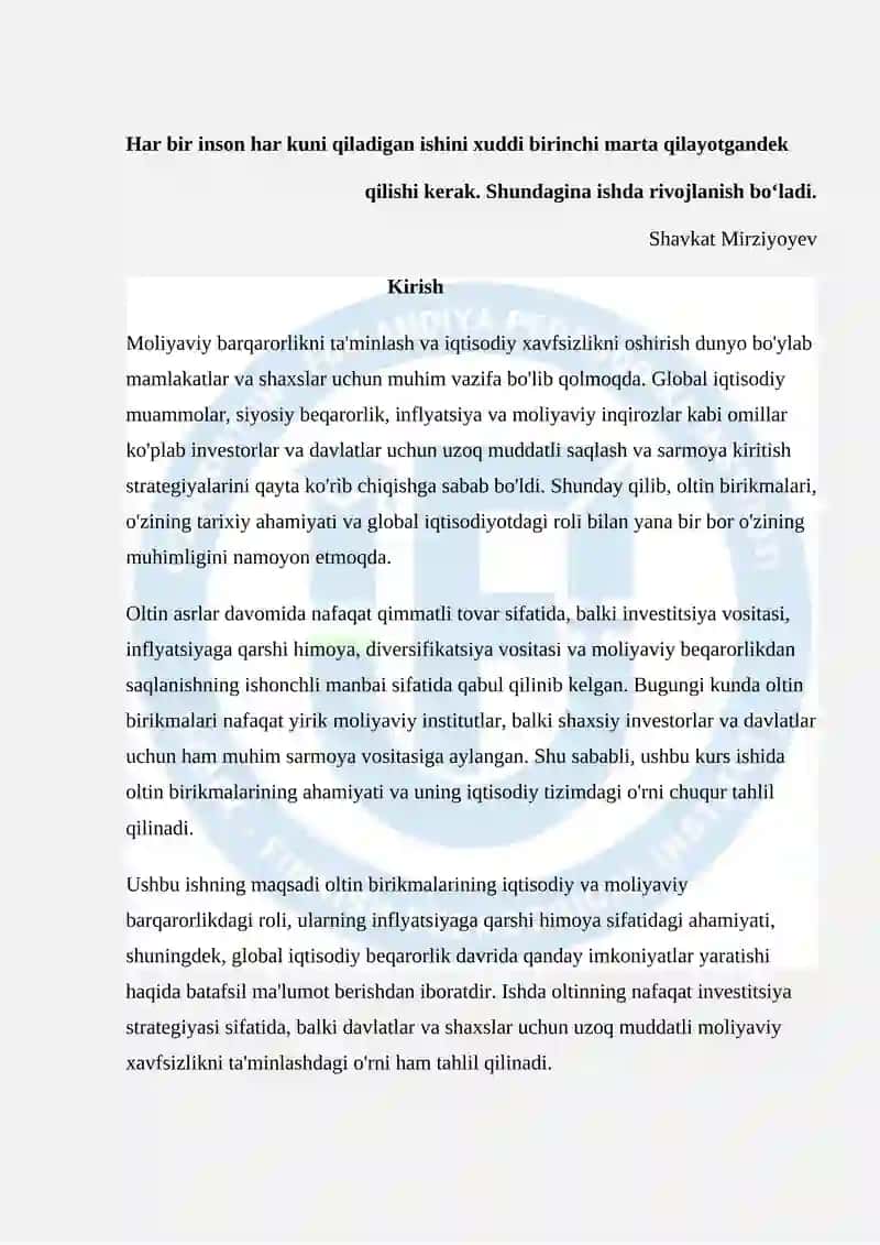 KIMYO KAFEDRASI KIMYO YO’NALISHI Anorganik Kimyo FANIDAN Kurs ishi 3