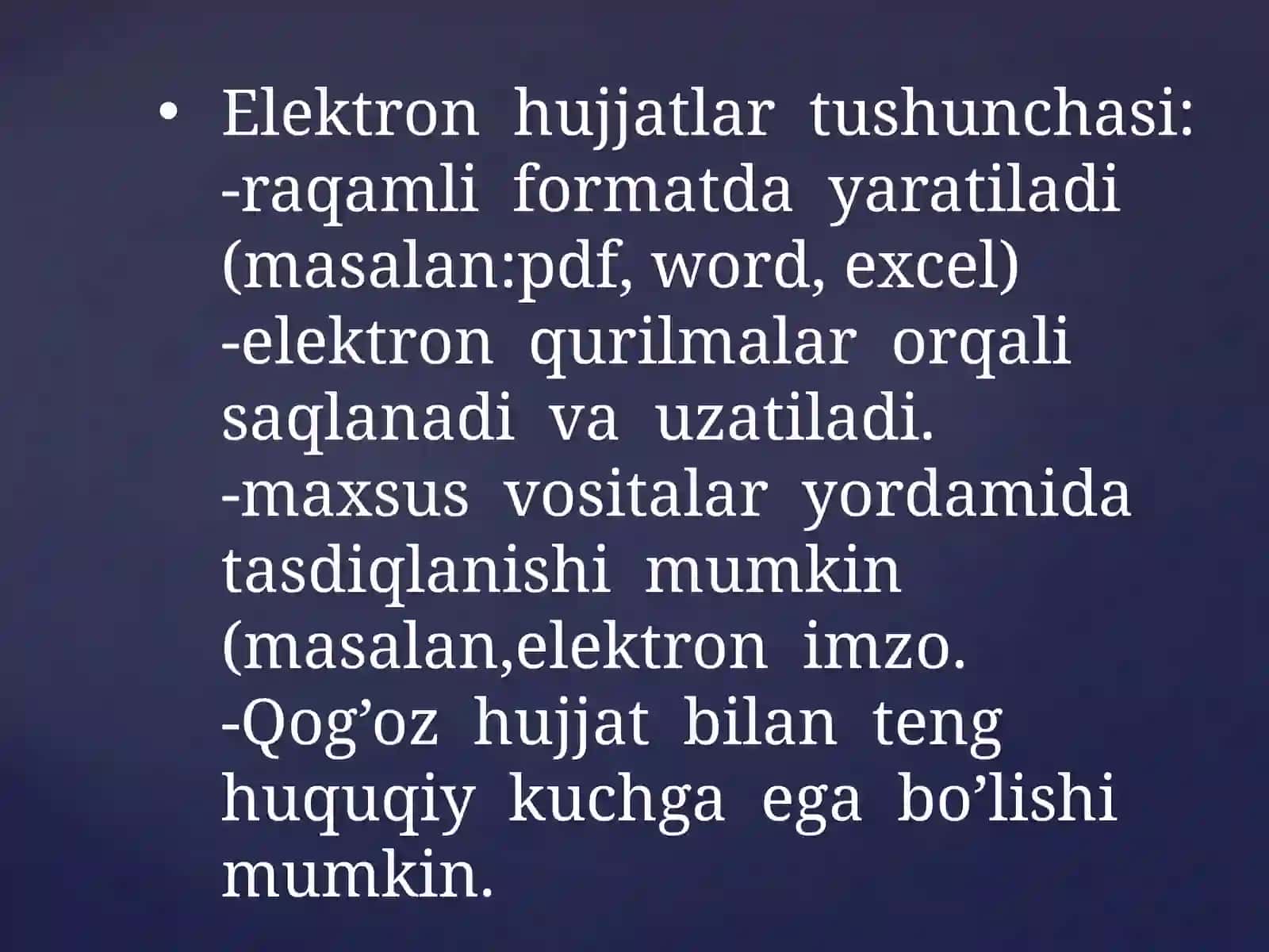 Elektron hujjatlar va raqamli ish yuritish tili. 3