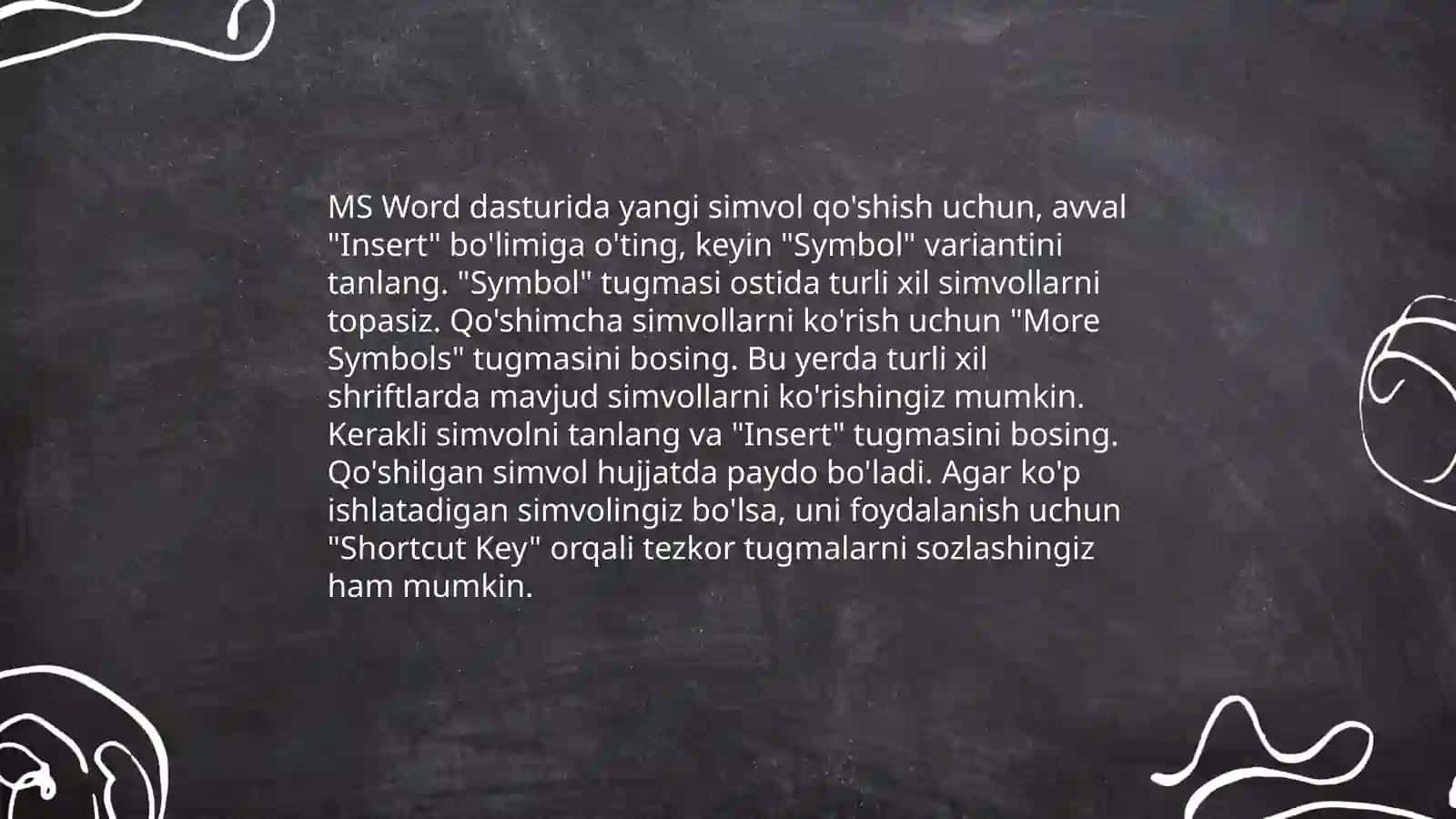 MS Wordda yangi simvolni o'rnatish 3