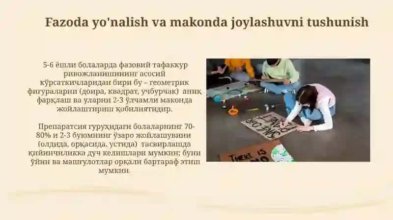 Fazoda yo'nalish va makonda joylashuvni tushunish 3