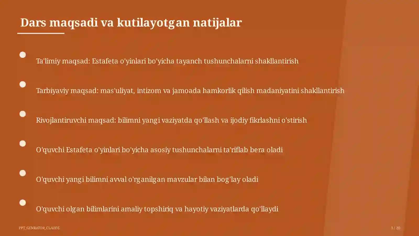 Estafeta o'yinlari (3-sinf) 3