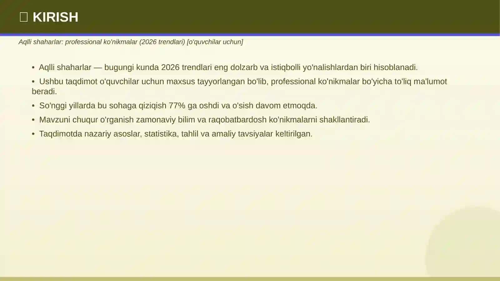 Aqlli shaharlar: professional ko'nikmalar (2026 trendlari) [o'quvchilar uchun] 3