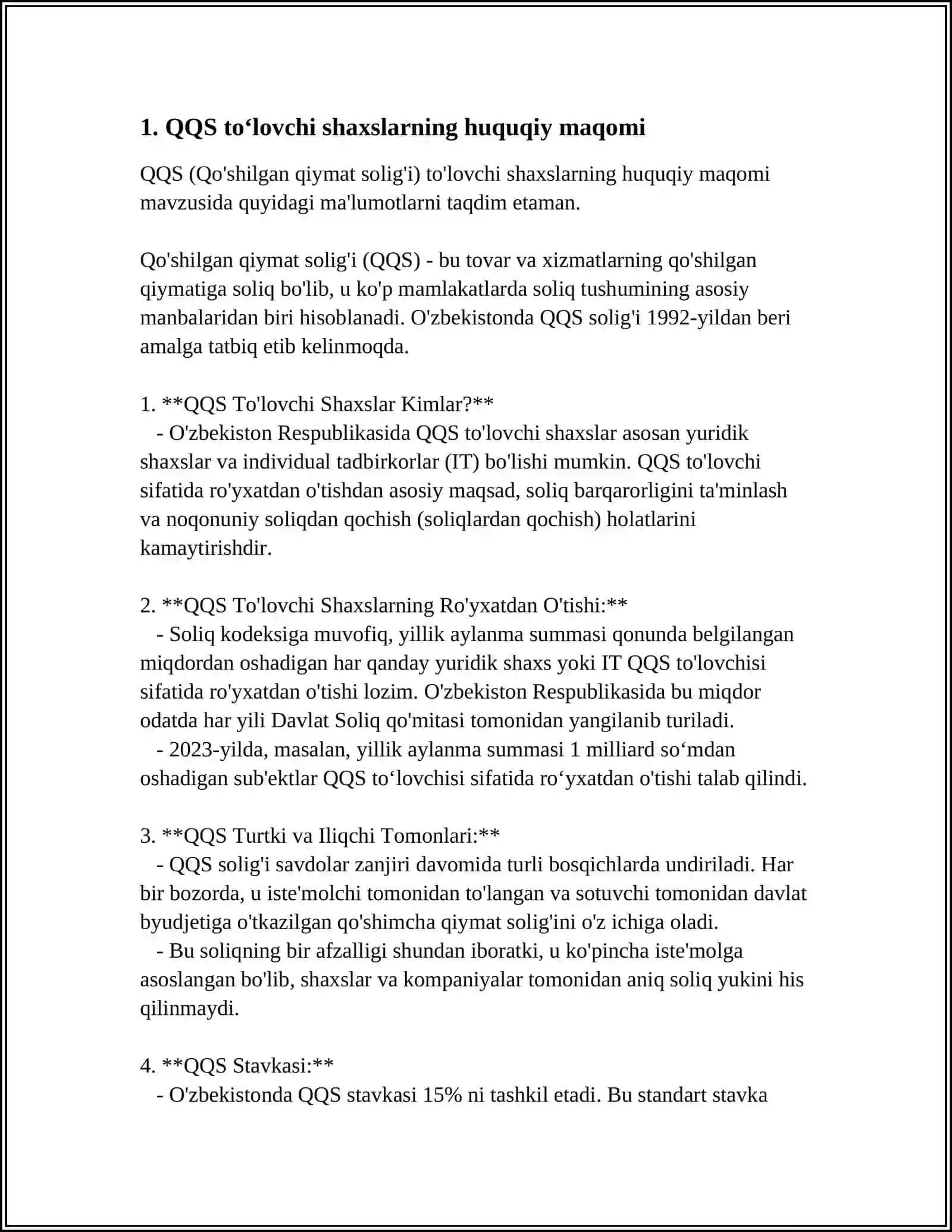 Qo'shilgan Qiymat Solig'i (QQS) 3