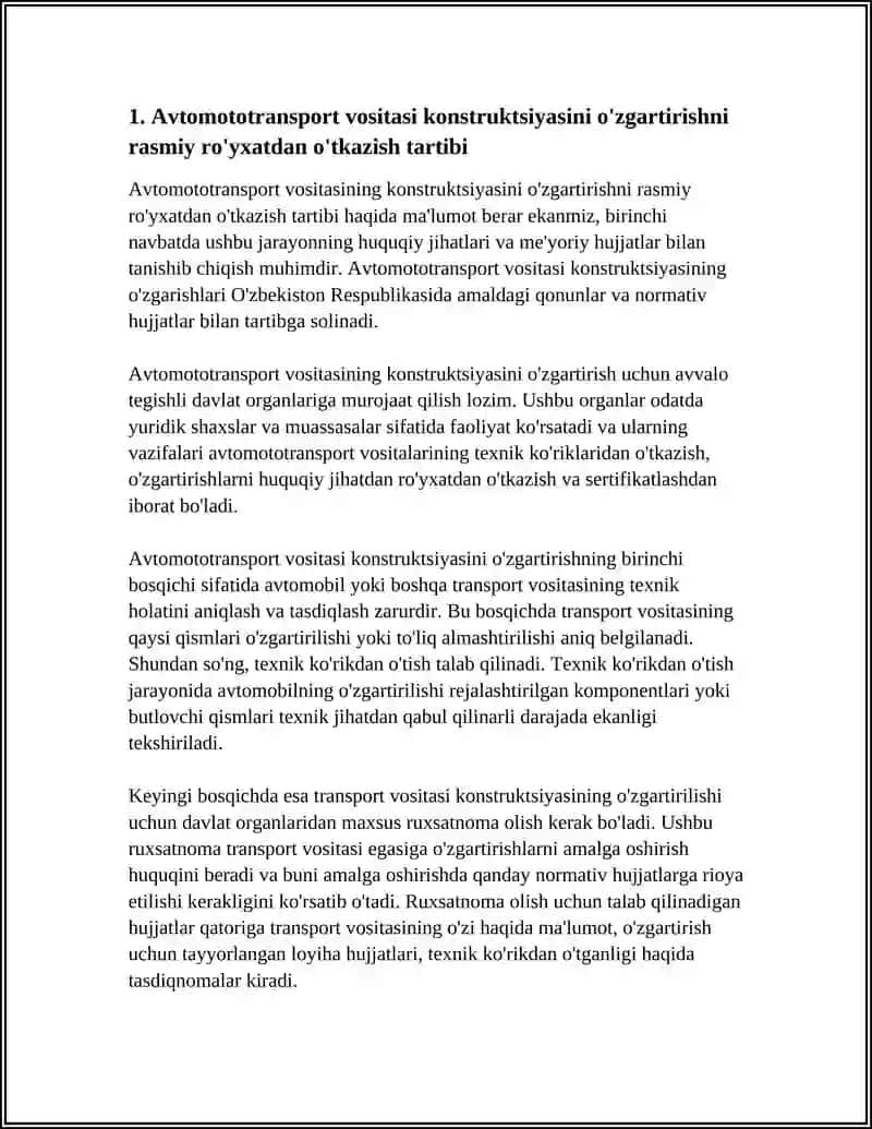 AVTOMOTOTRANSPORT VOSITASI KONSTRUKSIYASI ÒZGARTRISHINING HUQUQIY JIHATLARI 3