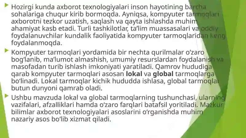 Lokal va global tarmoqlar 3