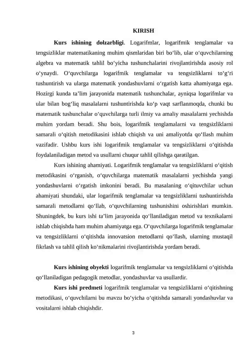 Logarifmik tenglama va tengsizliklarni o'qitish metodikasi 3