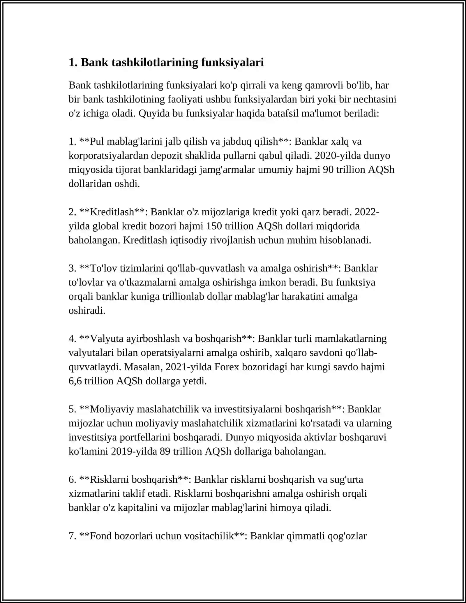 BANK TASHKILOTLARINING OʻZIGA XOS XUSUSIYATLARI VA ULARNI TASHKIL ETISH TARTIBI 3