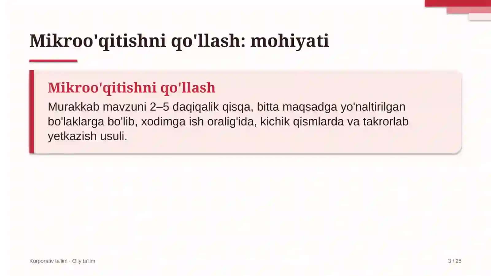 Dorixonalarda mikroo'qitish usulini qo'llash 3