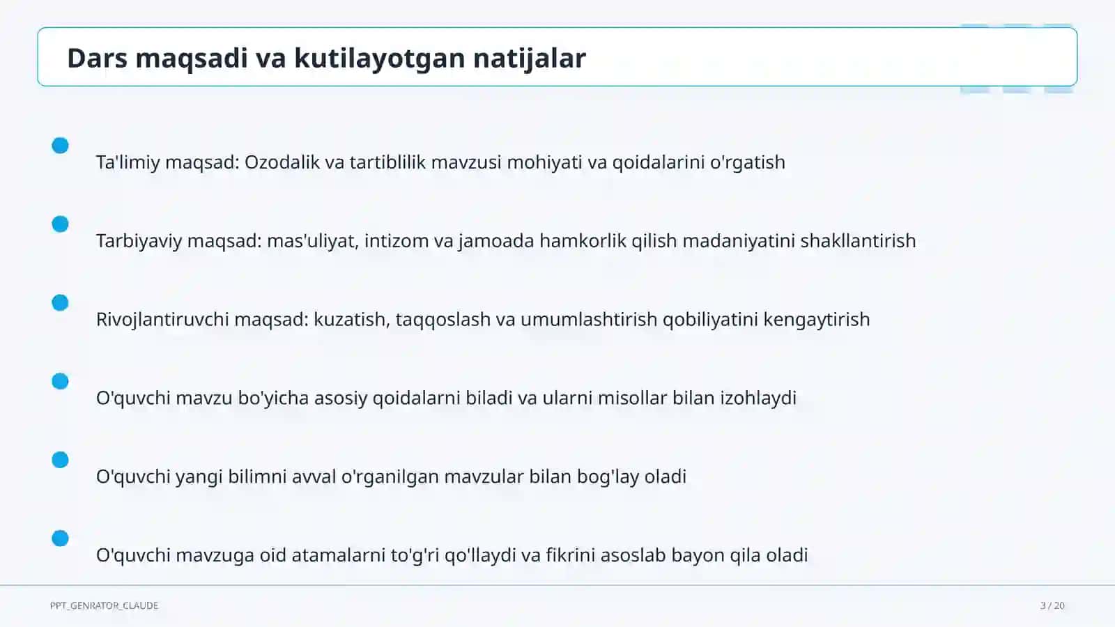 Ozodalik va tartiblilik (1-sinf) 3