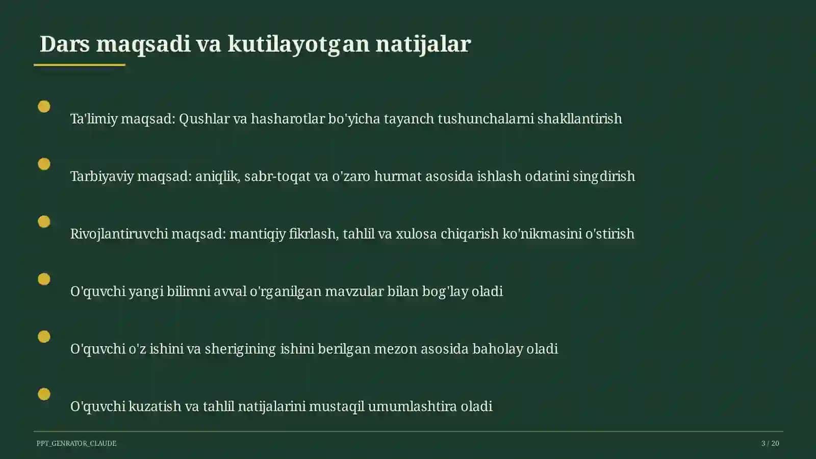 Qushlar va hasharotlar (2-sinf) 3