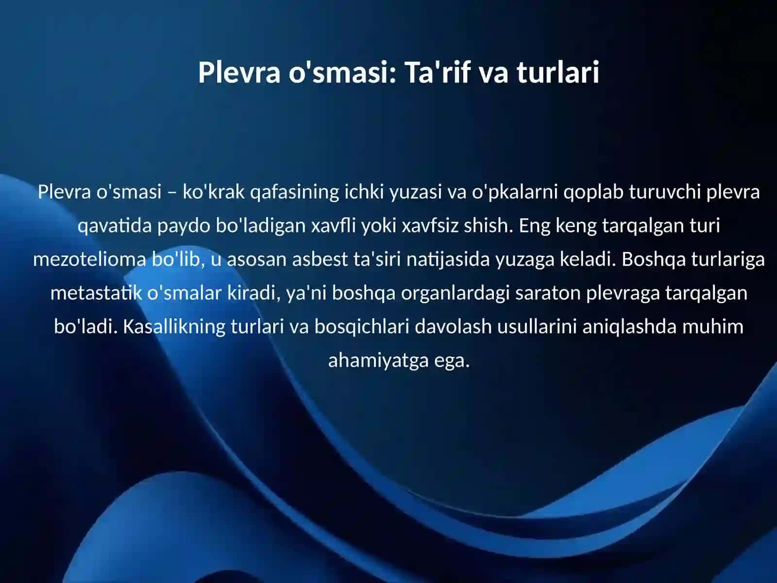 Ko'krak qafasi a'zolari o'smalari: Plevra o'smasi 3