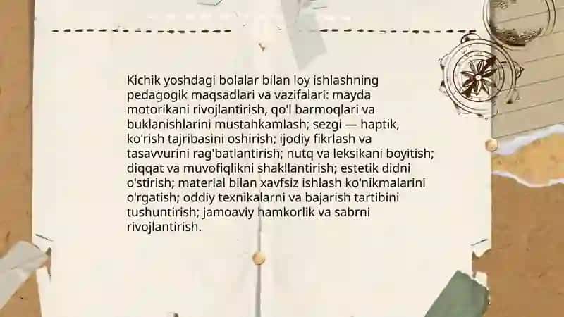 Mening sevimli o'chi oʻyin chog'im mavzusida loydan yasash 3
