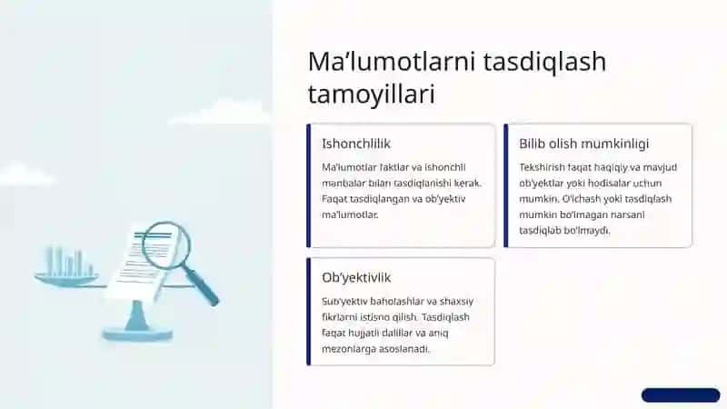 Ma'lumotlarni tekshirish va verifikatsiya qilishning asosiy bosqichlari. 3