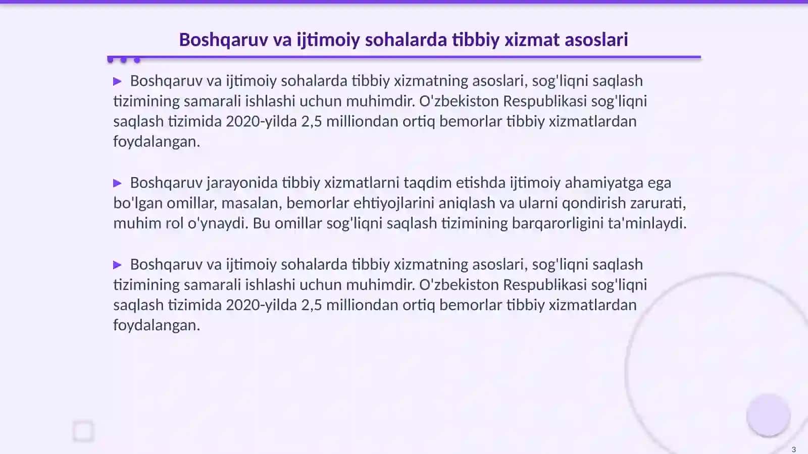 Boshqaruv va ijtimoiy sohalarda tibbiy xizmat 3