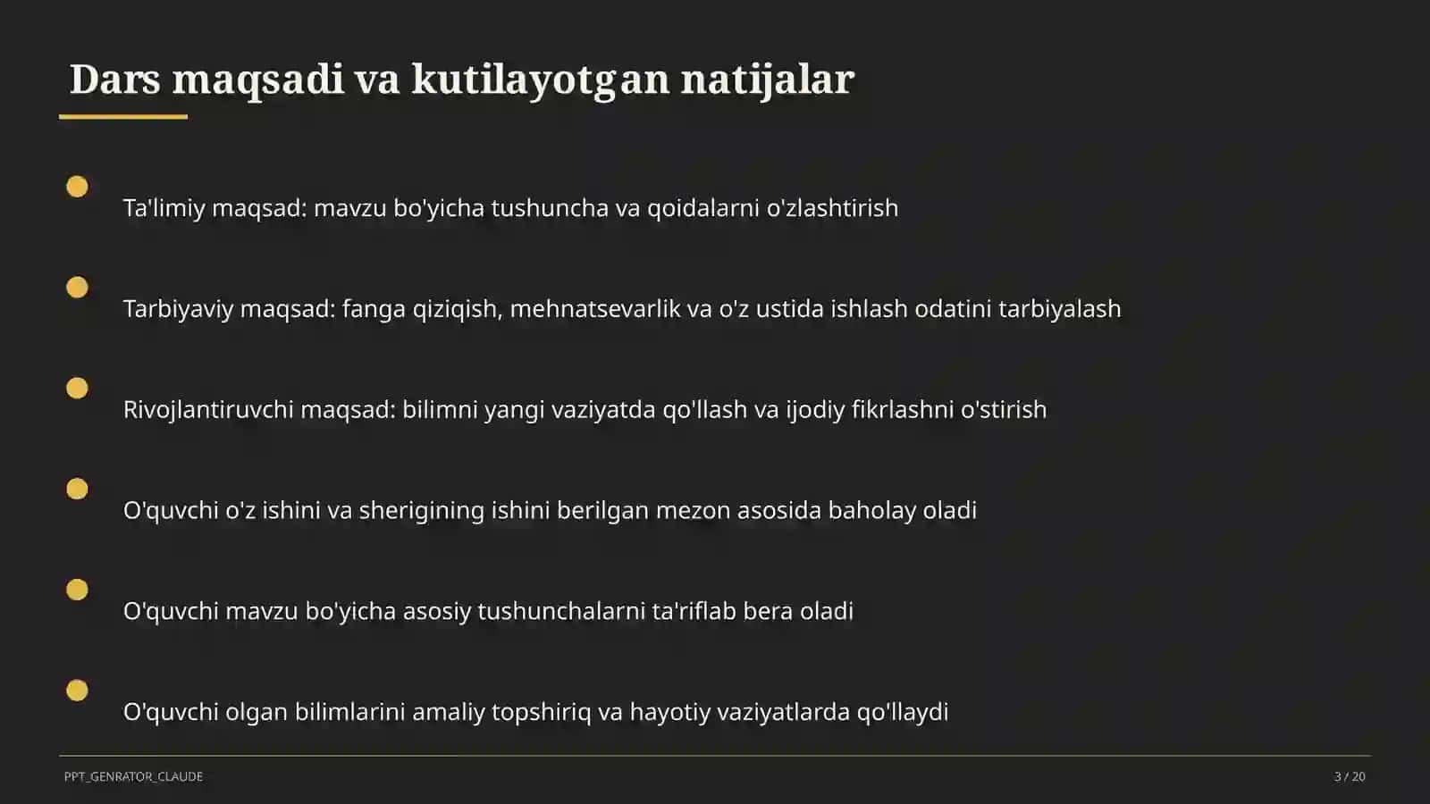 Dars rejasi 3