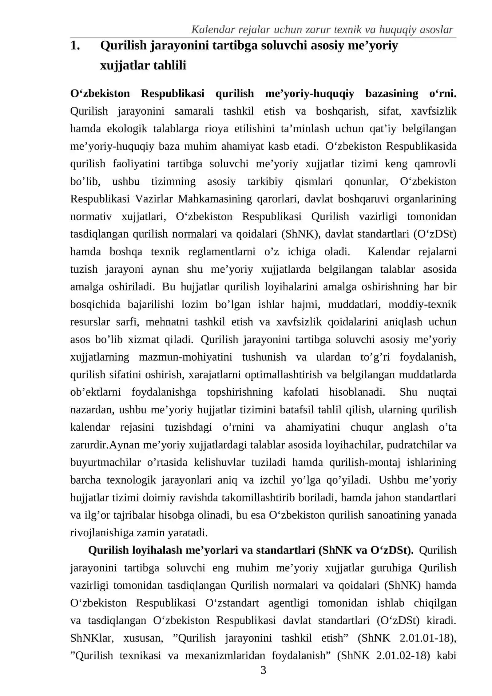 Kalendar rejalar uchun zarur texnik va huquqiy asoslar 3