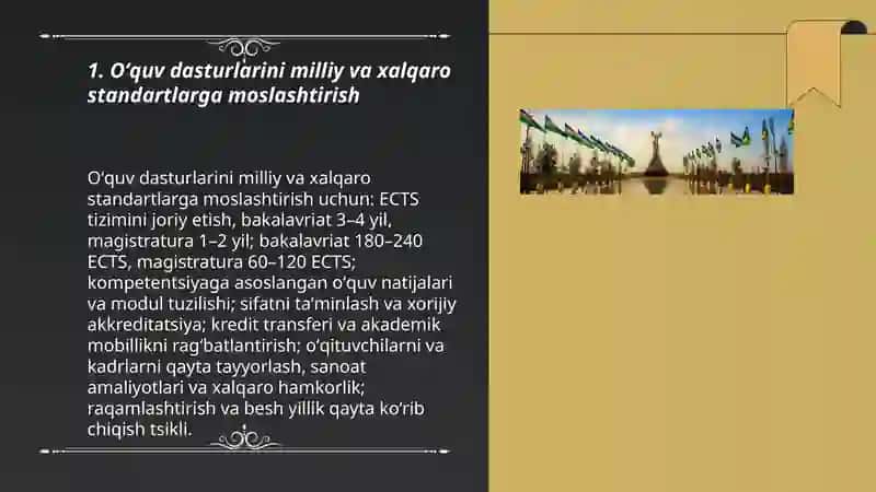 Oʻzbekiston Respublikasida Oliy ta'lim va undan keyingi ta'limning takomillashtirilishi. Murtozayeva Ruxshona 3