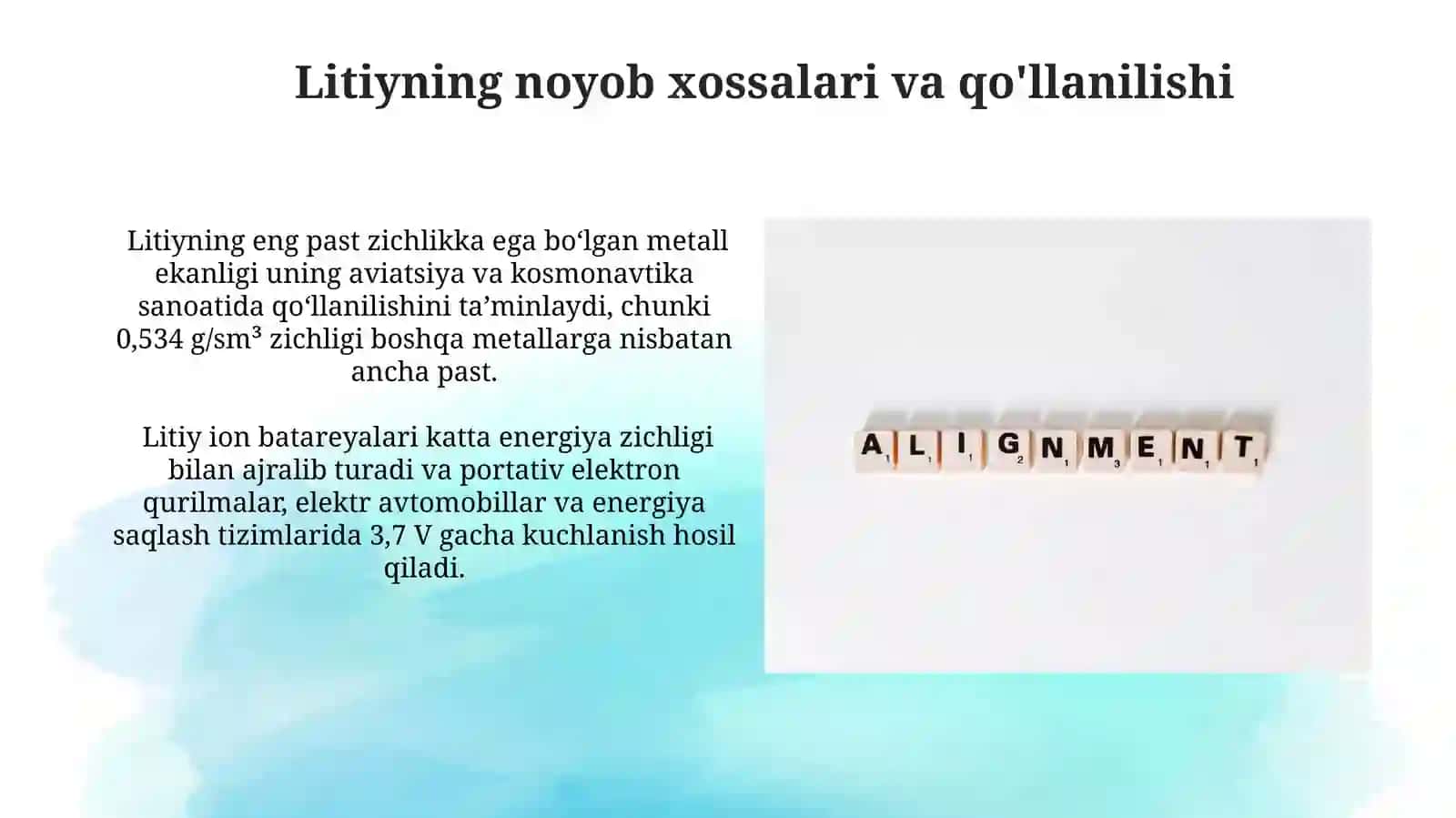 Litiyning noyob xossalari va qo'llanilishi 3