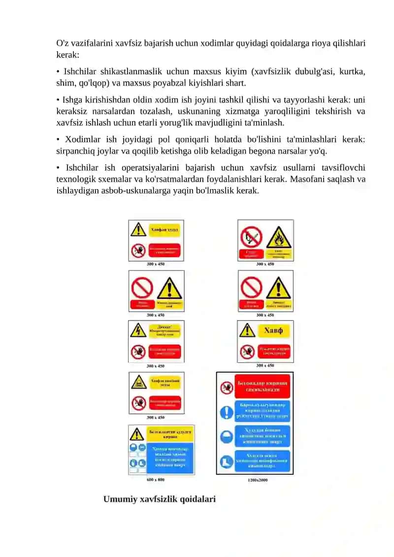 Xavfsizlik texnikasi to’g’risida umumiy ma’lumotlar 3