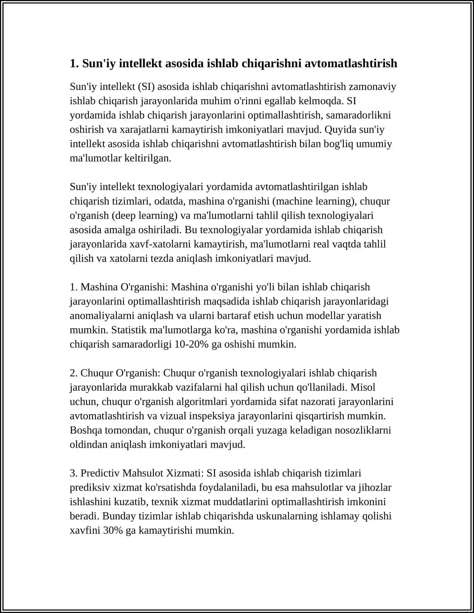 SUN’IY INTELLEKT YORDAMIDA AVTOMATLASHTIRISH VA OPTIMALLASHTIRISH 3