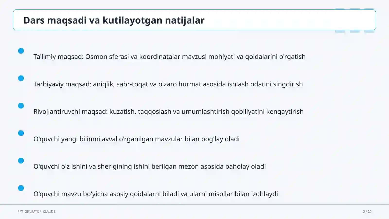 Osmon sferasi va koordinatalar (10-sinf) 3