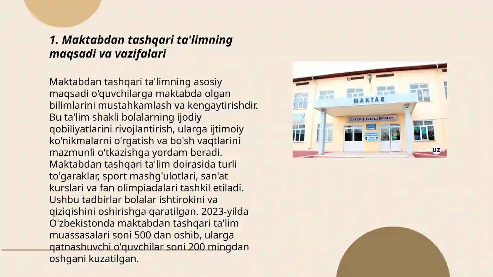 Maktabdan tashqari ta'limning maqsadi va vazifalari 3