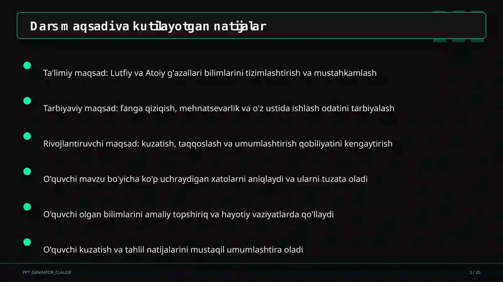 Lutfiy va Atoiy g'azallari (10-sinf) 3