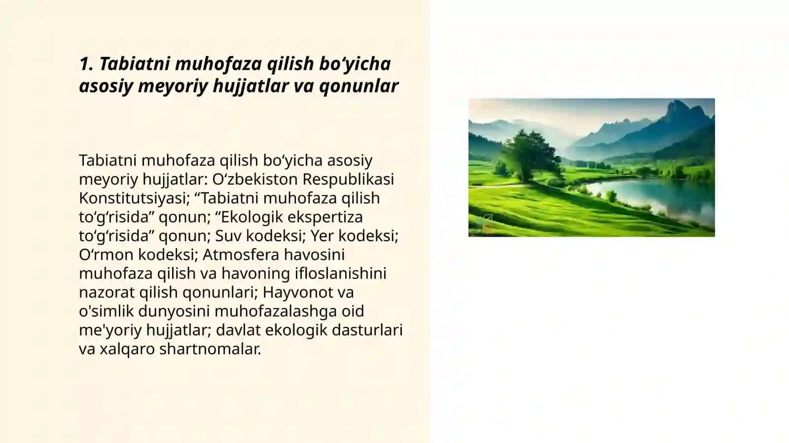 Tabiatni muhofaza qilish masalalarini meyoriy hujattlarda yoritilishi 3