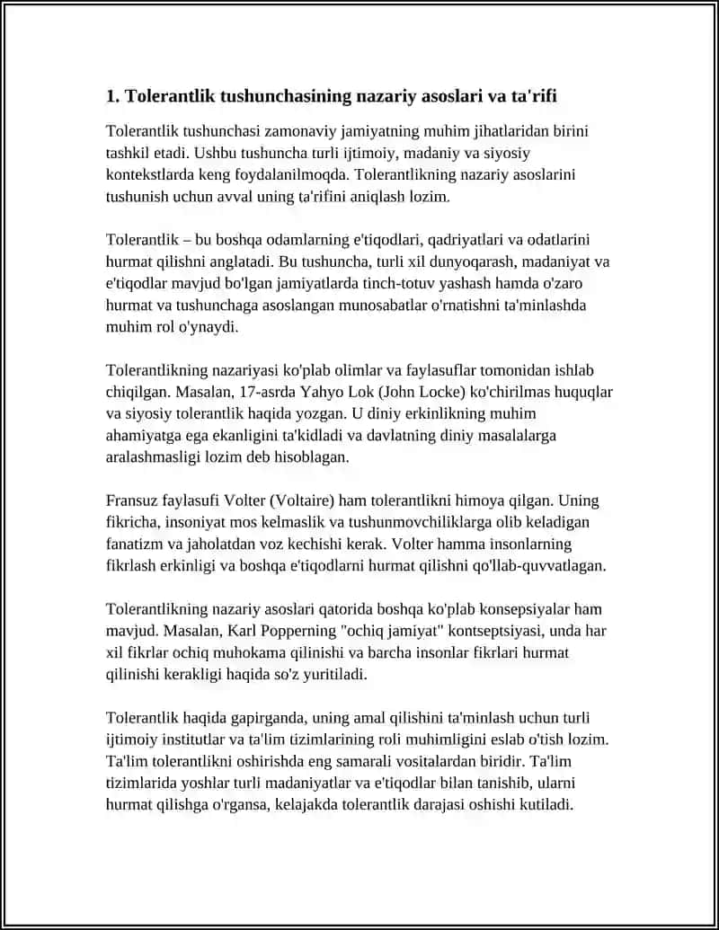 "TOLERANTLIK" TUSHUNCHASINING MAZMUN-MOHIYATI VA MAMLAKAT TARAQQIYOTIDAGI AHAMIYATI 3