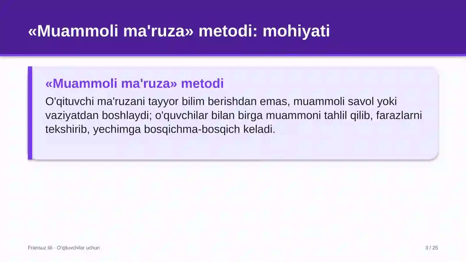 fransuz tili darslarida muammoli ma'ruza metodidan foydalanish 4934 3