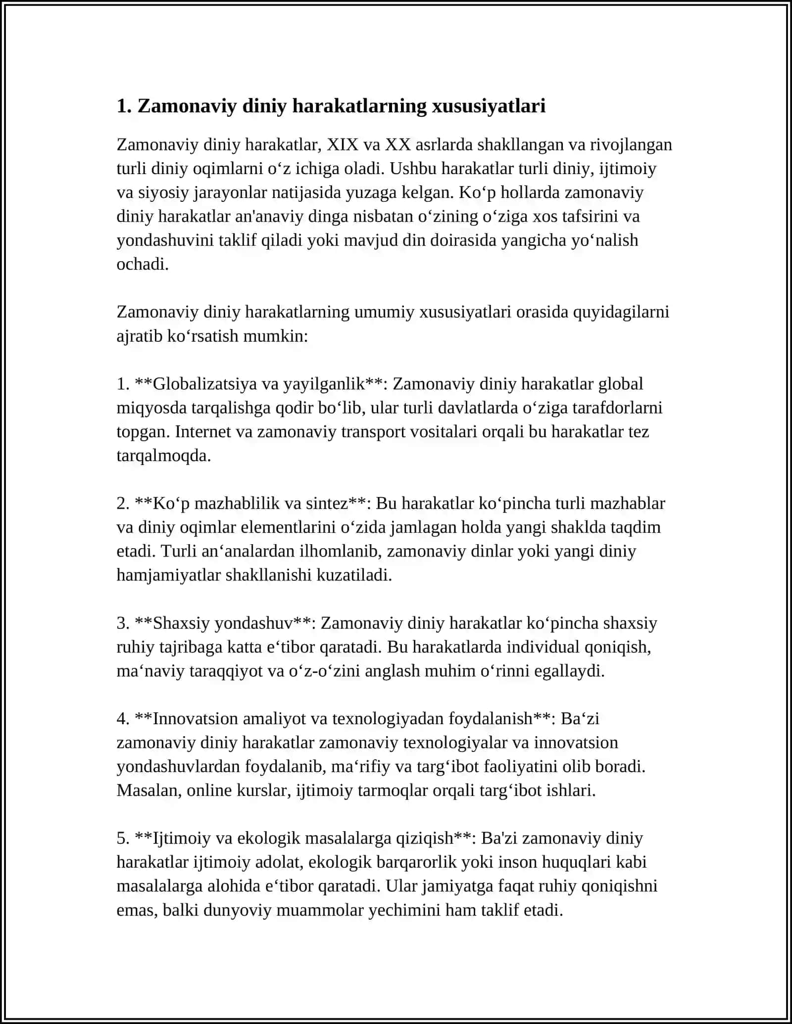 Zamonaviy diniy harakatlar va sektalar. Kiber makonda diniy etiqod targ'ibotining ijtimoiy xavfi. Missionerlik va prozelitizmning siyosiy-ijtimoiy xavfi 3