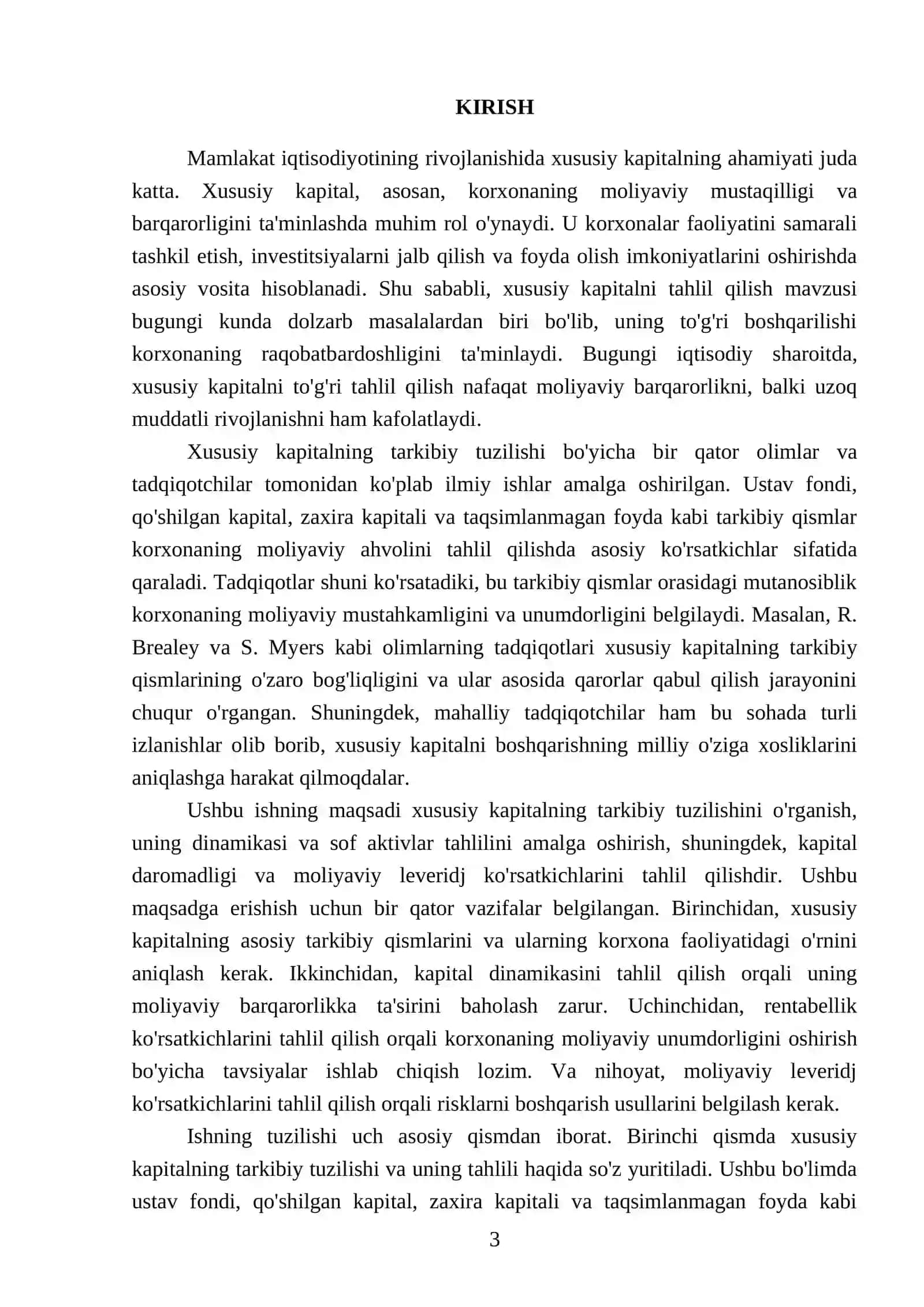 Xususiy kapitalni tahlil etish mavzusi va vazifalari 3