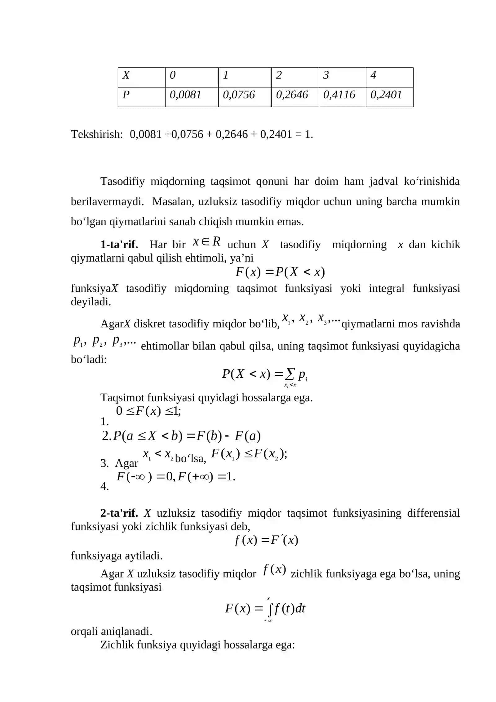 Diskret va uzluksiz tasodifiy miqdorlar. Laboratoriya ishi.  #Ehtimollik_va_statistika 3