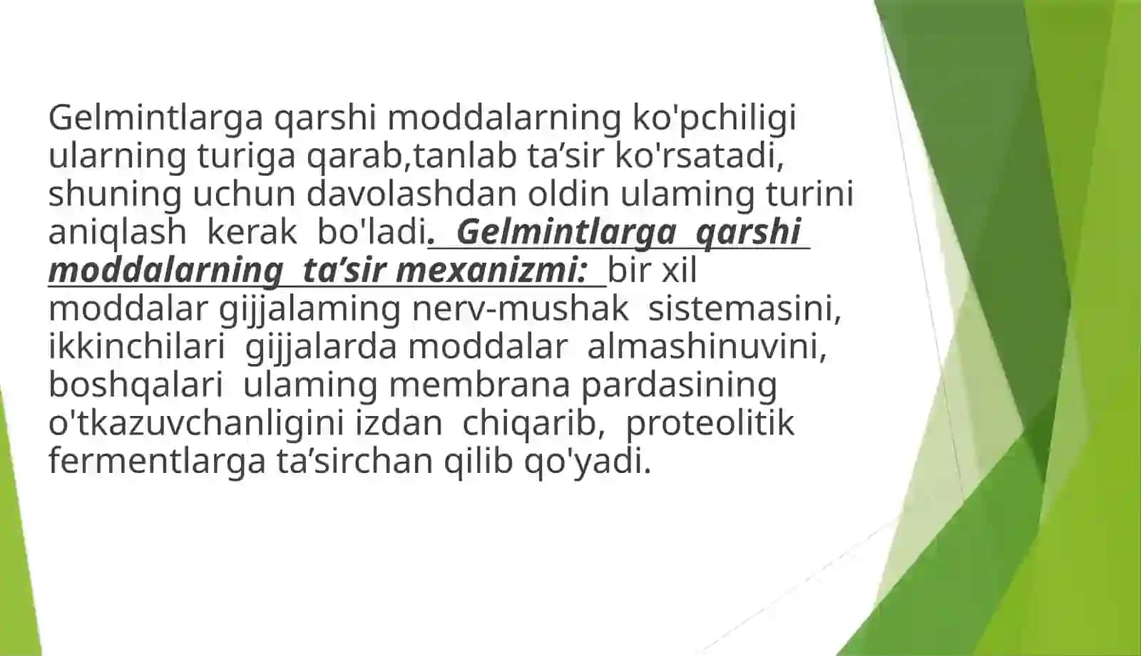 Ichak gelmintozlariga qarshi qo'llanadigan moddalar 3