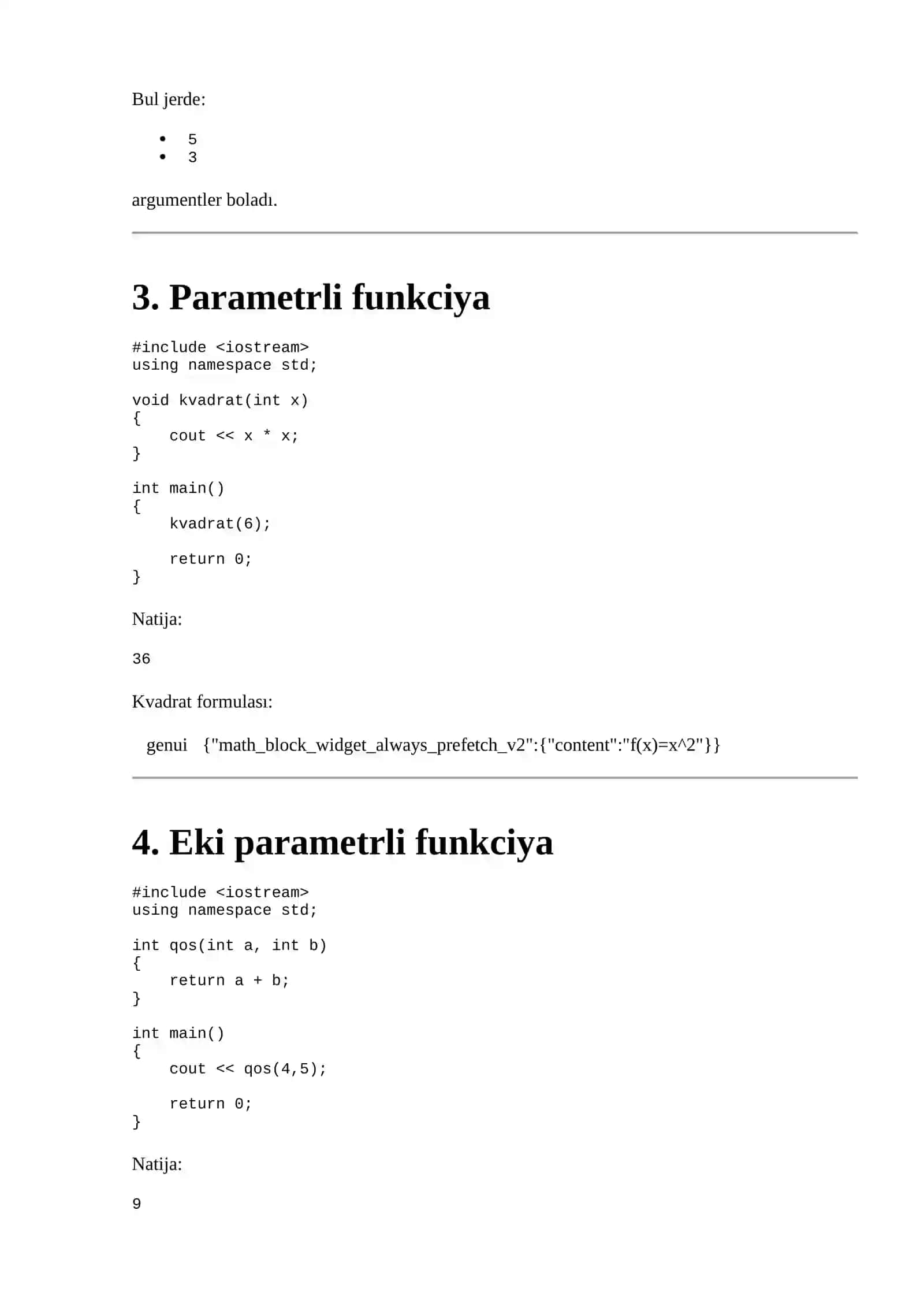 C++ tilinde parametrler hám argumentler 3