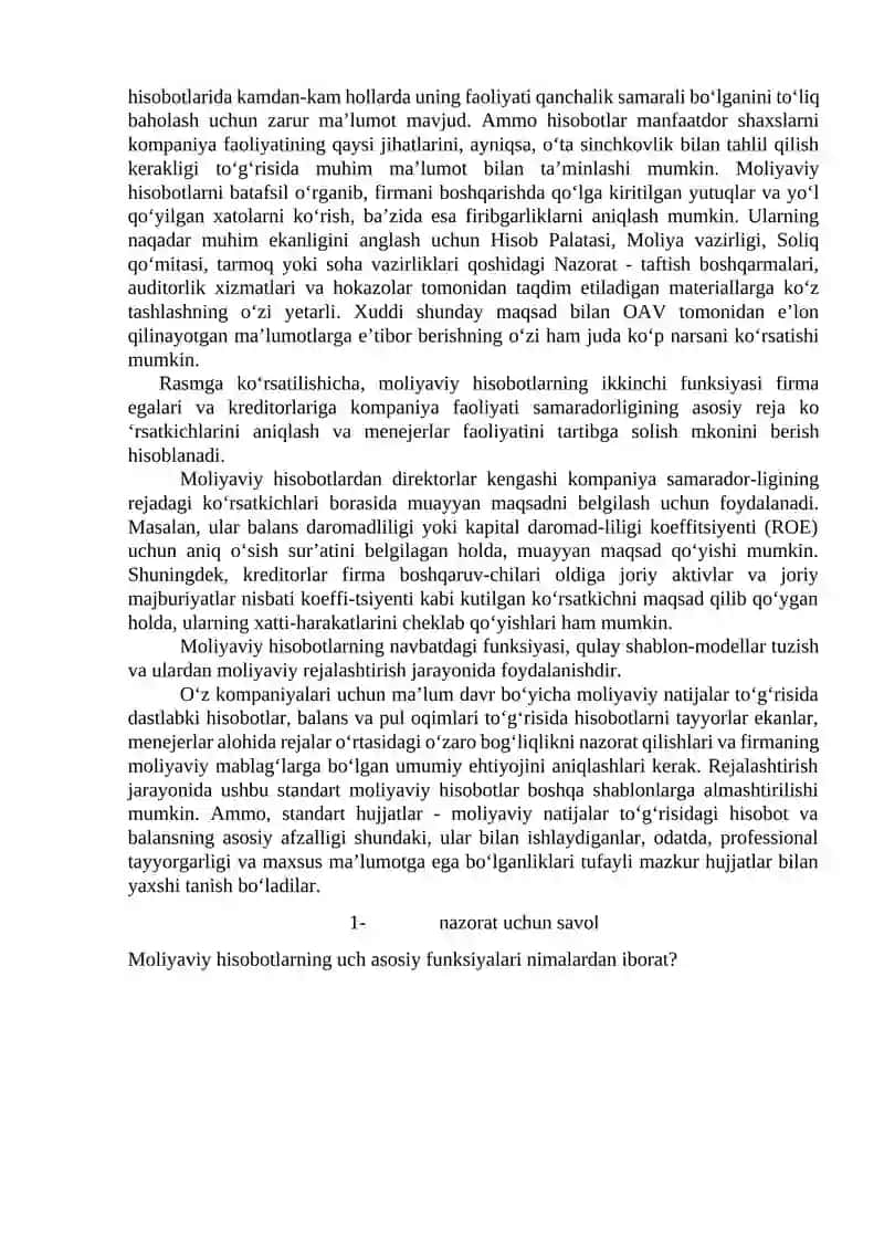Moliyaviy hisobot funksiyalari va ularning turlari 3