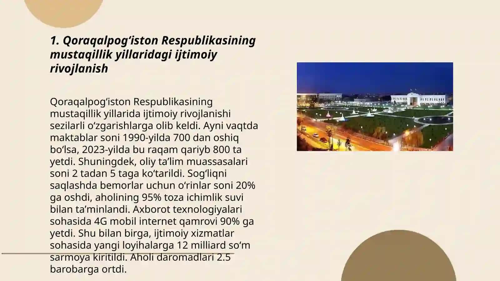 Qoraqalpog'iston Respublikasining Mustaqillik Yillarida Ijtimoiy Rivojlanish 3