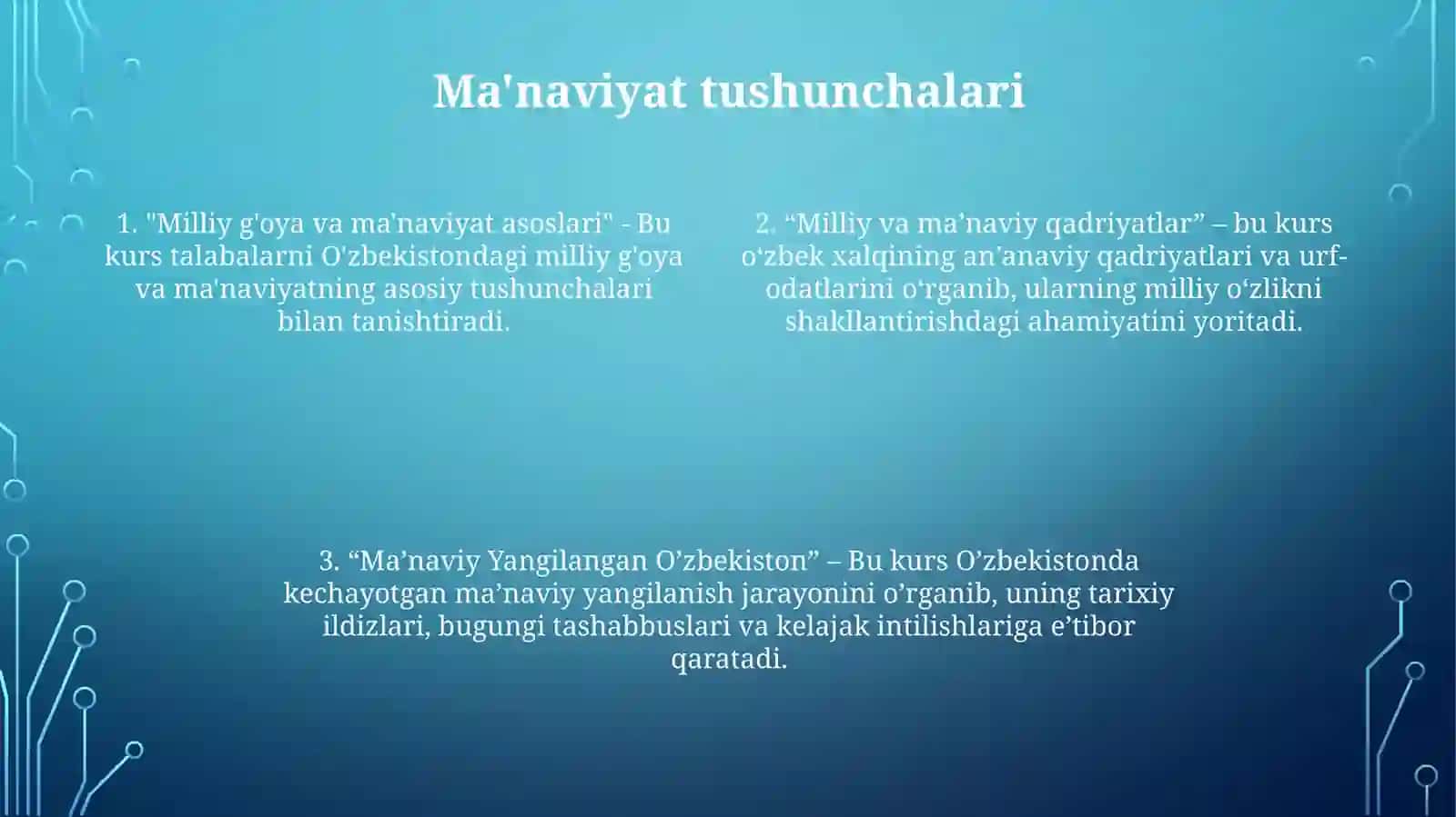 Milliy G‘Oya, Ma’Naviyat Asoslari Va Huquq Ta’Limi Bakalavriat Ta’Lim Yо‘Nalishida 3