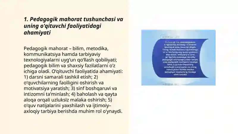 Pedagogik mahoratni oʻqituvchi faoliyatida tutgan oʻrni 3