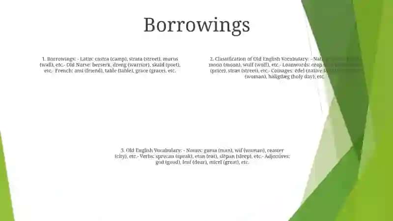 Classifacion Of Old English Vocabulary 3