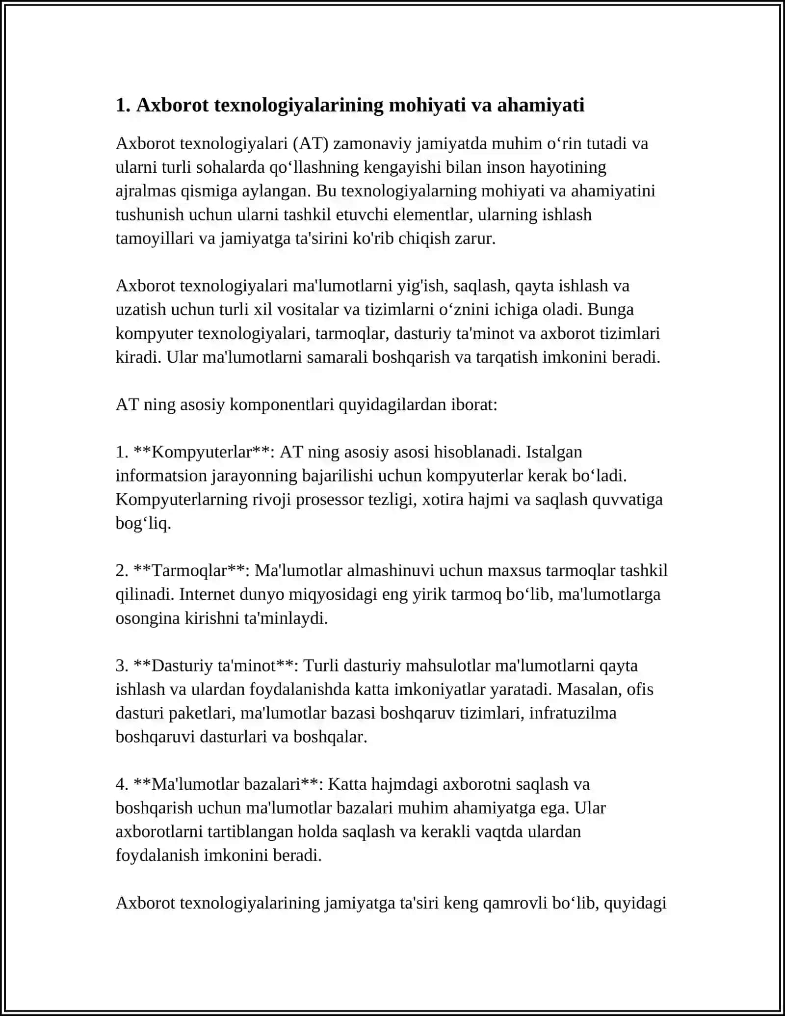 AXBOROT TEXNOLOGIYALARI ASOSLARI 3