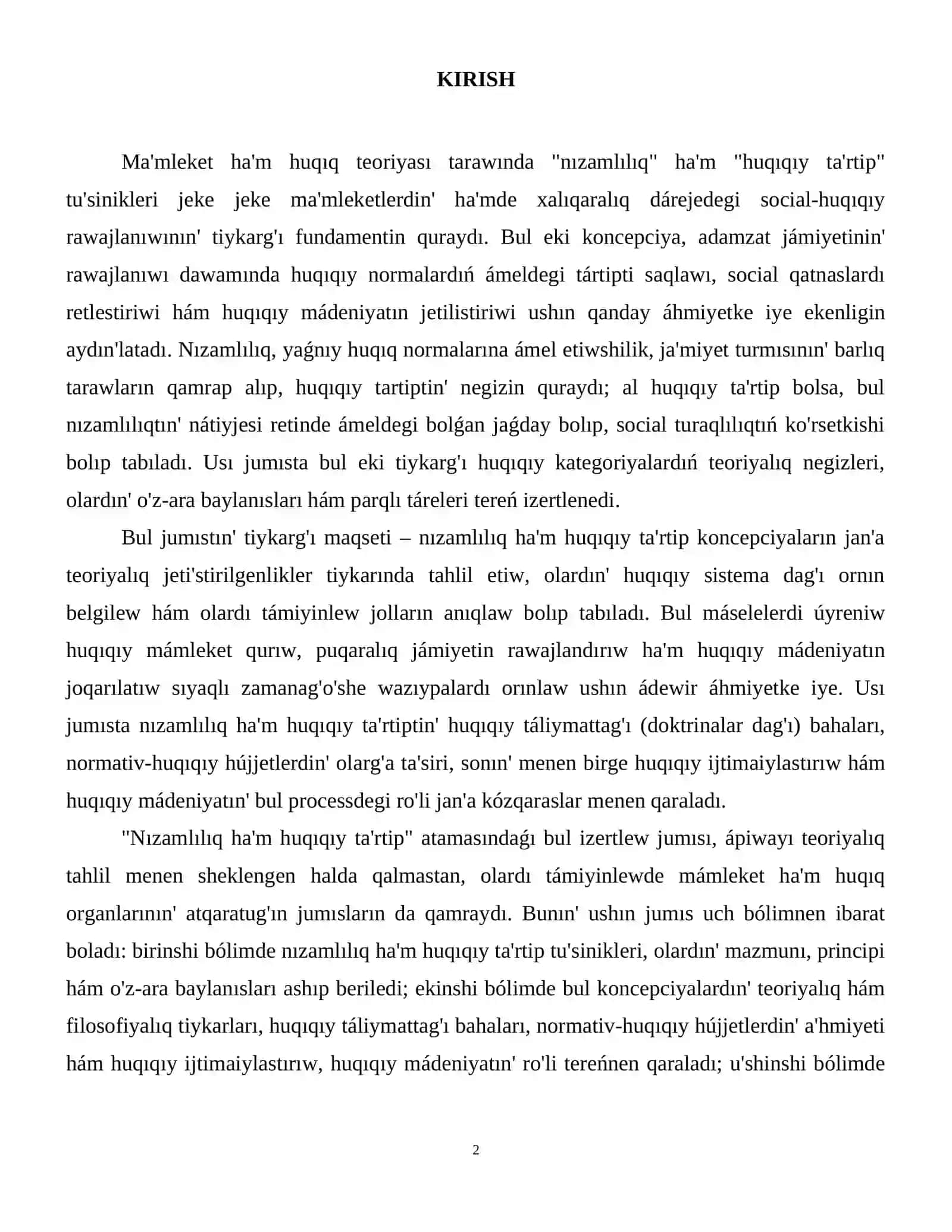 Nızamlılıq ha'm huqıqıy ta'rtip 3