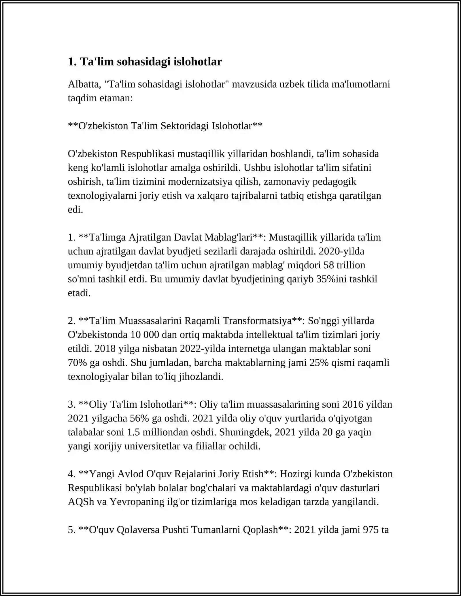 ÕZBEKISTONDA IJTIMOIY SOHADA AMALGA OSHIRILAYOTGAN ÕZGARISHLAR MAZMUN VA MOHIYATI 3