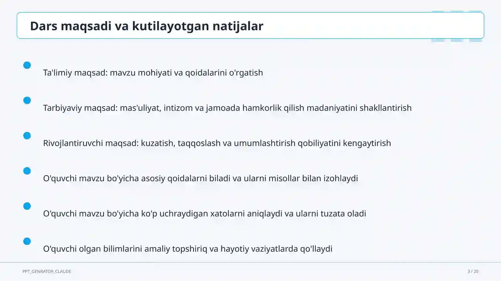 Dars rejasi 3