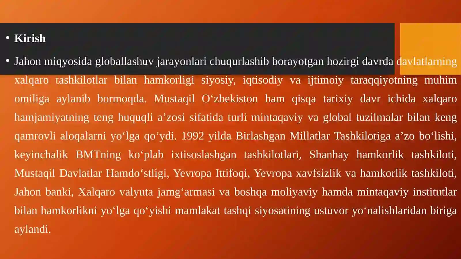 Xalqaro tashkilotlar bilan hamkorlik aloqalari 3