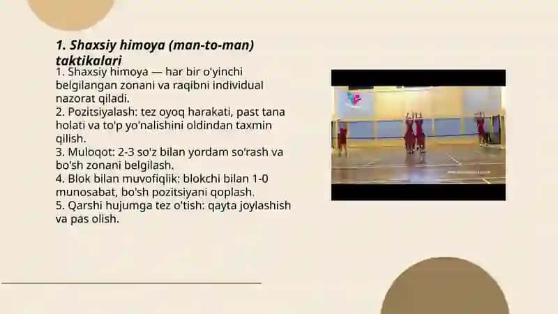 Voleybolda himoya taktikasi 3