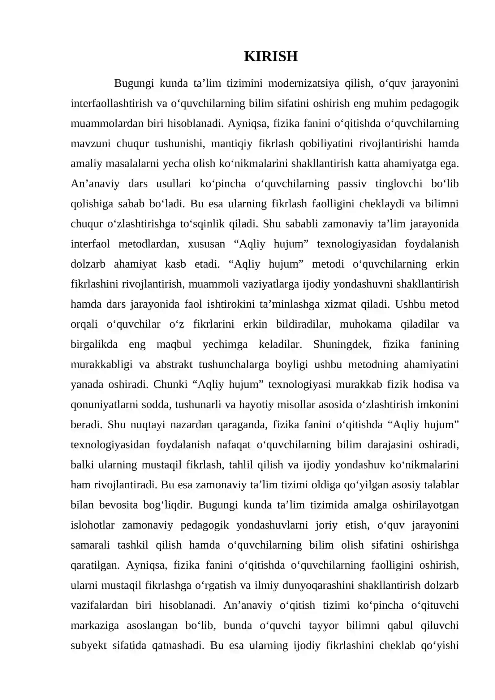 Fizika fanini o‘qitishda “aqliy hujum” texnologiyasidan foydalanish 3