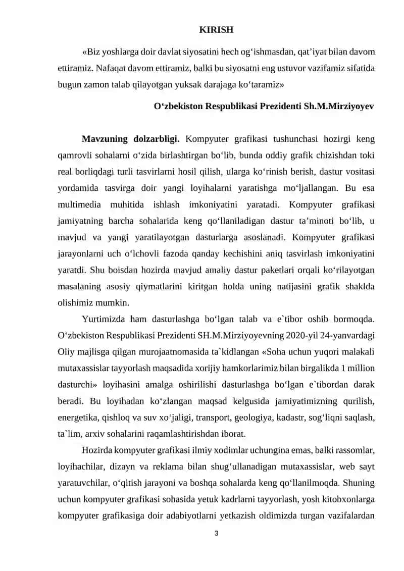 Kompyuter grafikadsining tasnifi va rivojlanish istiqbollari 3