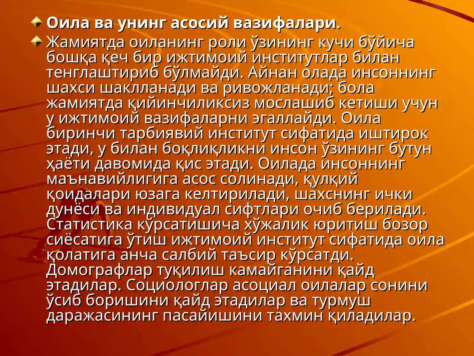 Реферат. Ота-оналаринингқарамоғисиз қолган болалар ва оилалар билан ижтимоий педагогик фаолият 3