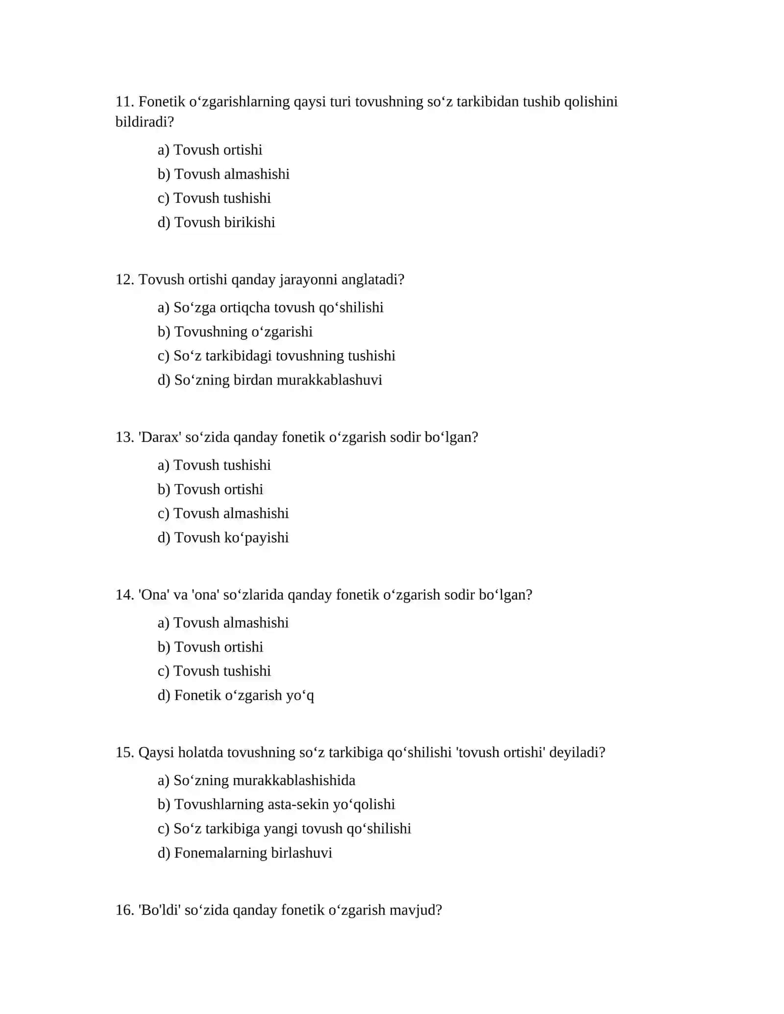 Fonetik oʻzgarishlar 3